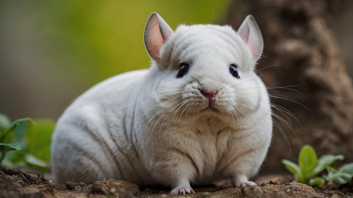 A cute chinchilla exploring its habitat