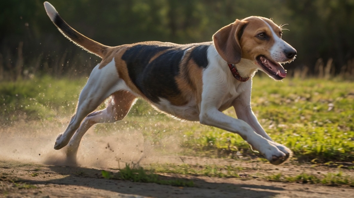 "American Foxhound running"