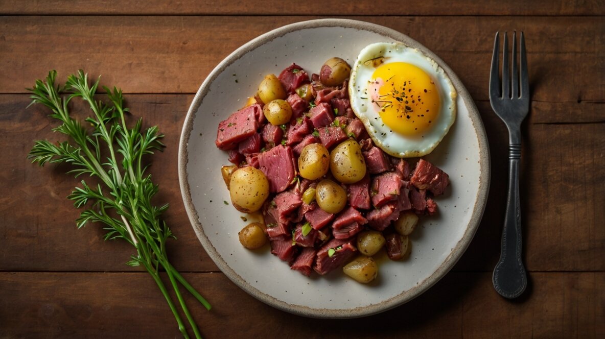 Dogs eta Corned Beef Hash