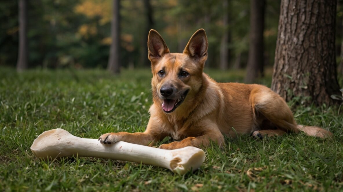 Deer Bones Safe for Dogs. "Dog enjoying a natural deer bone"