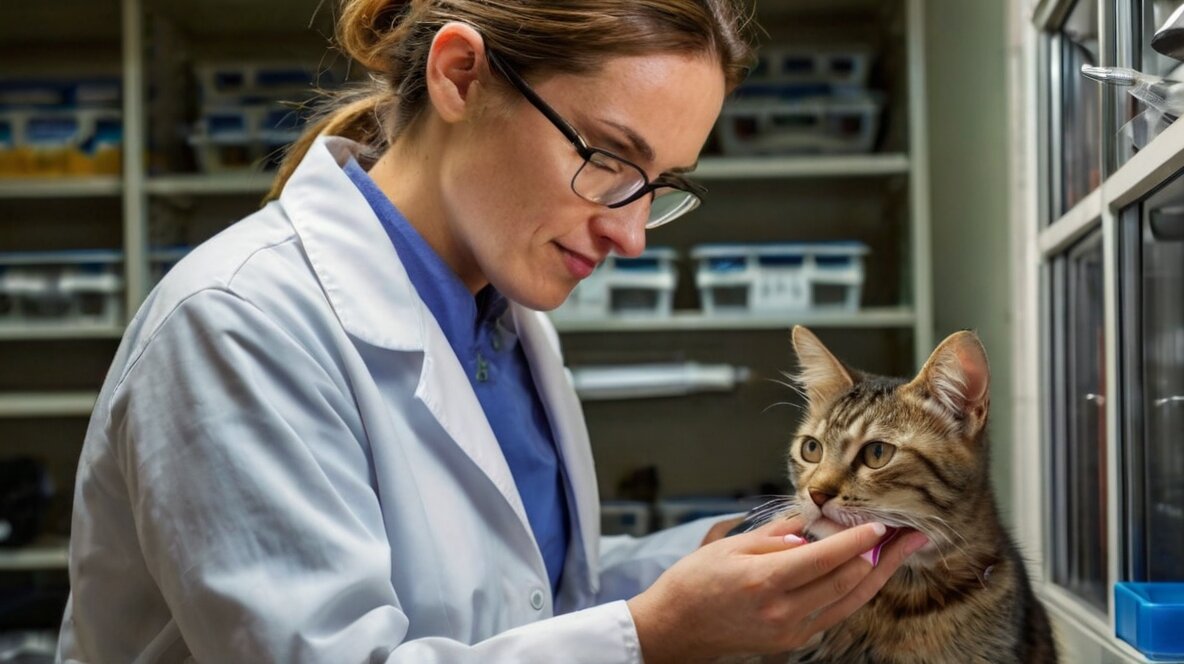 Cats Eat Cinnamon Toast Crunch."Veterinarian checking a Cat's health, advising on safe dietary choices."